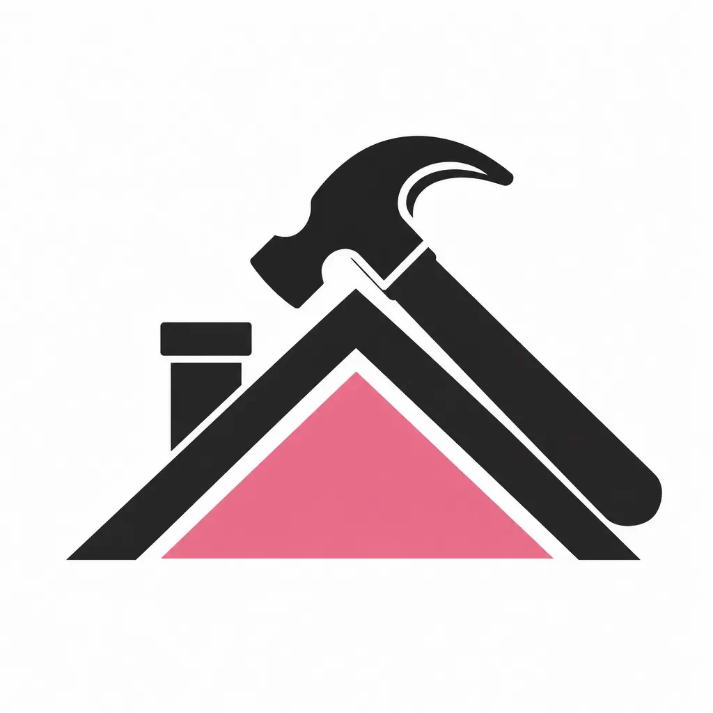 Icon of a hammer over a house roof, representing roof repair