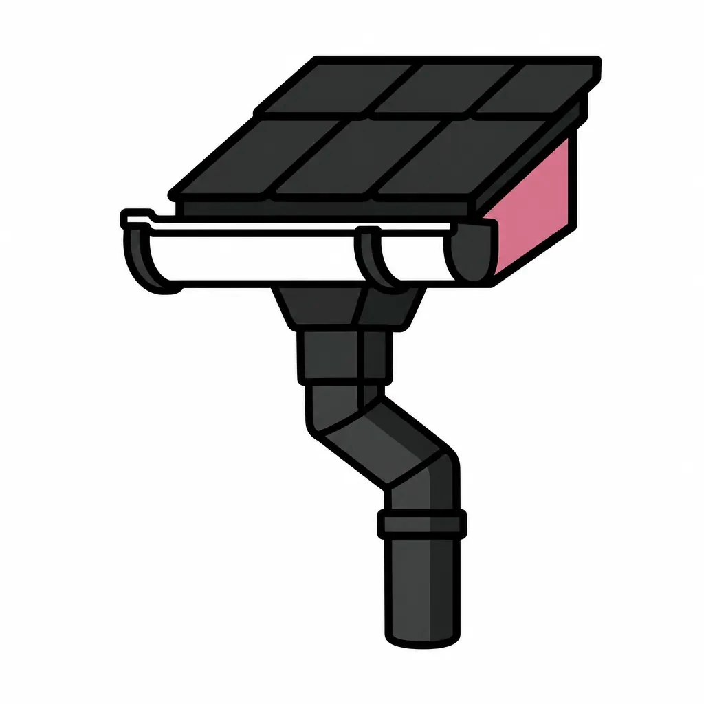 Icon of a roof gutter and downspout, representing gutter installation and repair